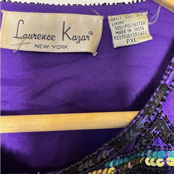 Vintage Laurence Kazar New York Sequined & Beaded Silk Jacket Size: PXL - Picture 3 of 5